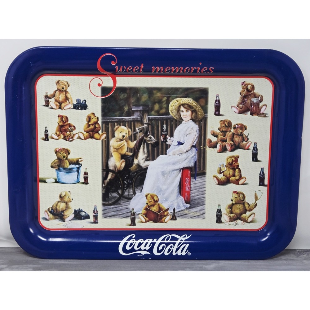 Coca-Cola Sweet Memories  Teddy and Coke Tray ‎ 1998 17"x 13 1/2" Christmas